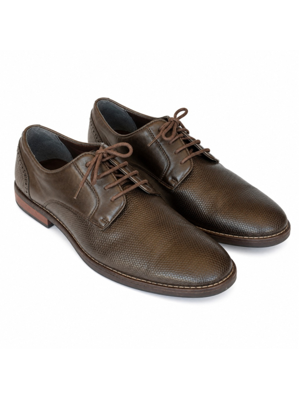 Toecap Men’s Brown Textured Lace-Up Oxford Dress Shoes Size 10